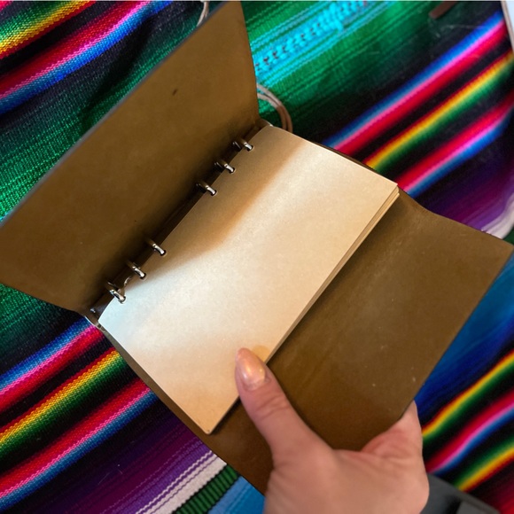 Leather wrap binder blank journal 5” x 7” with compass stamp and pendant - Picture 5 of 6